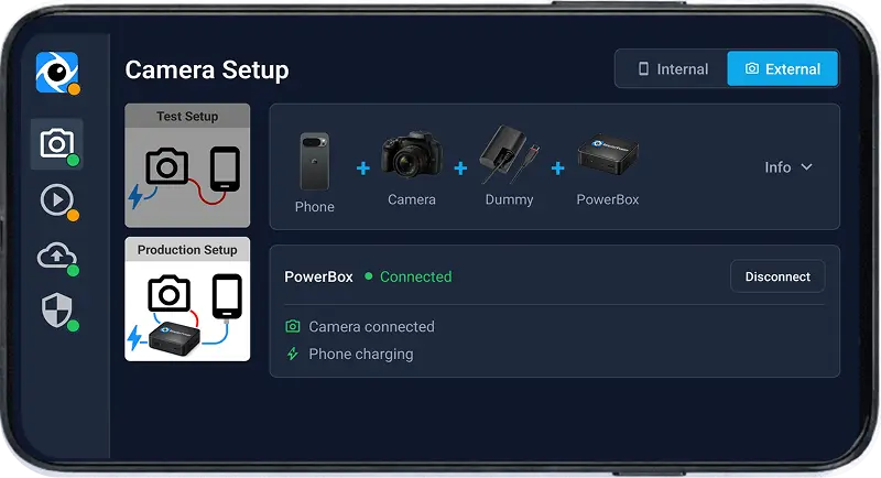 MasterLapse app camera setup